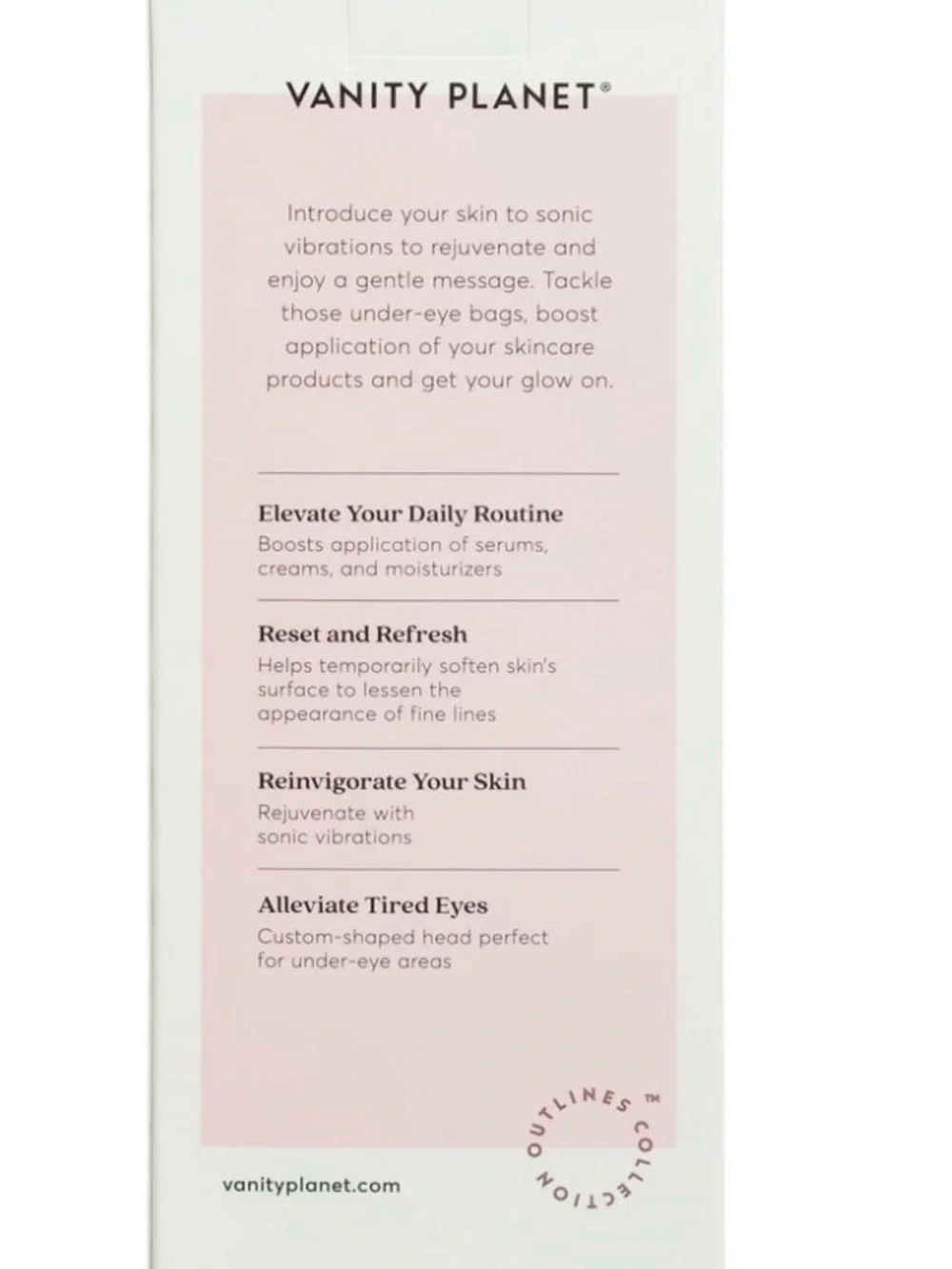 Vanity Planet Serum Booster Face Massager Sonic Vibrations Soften Refresh Skin